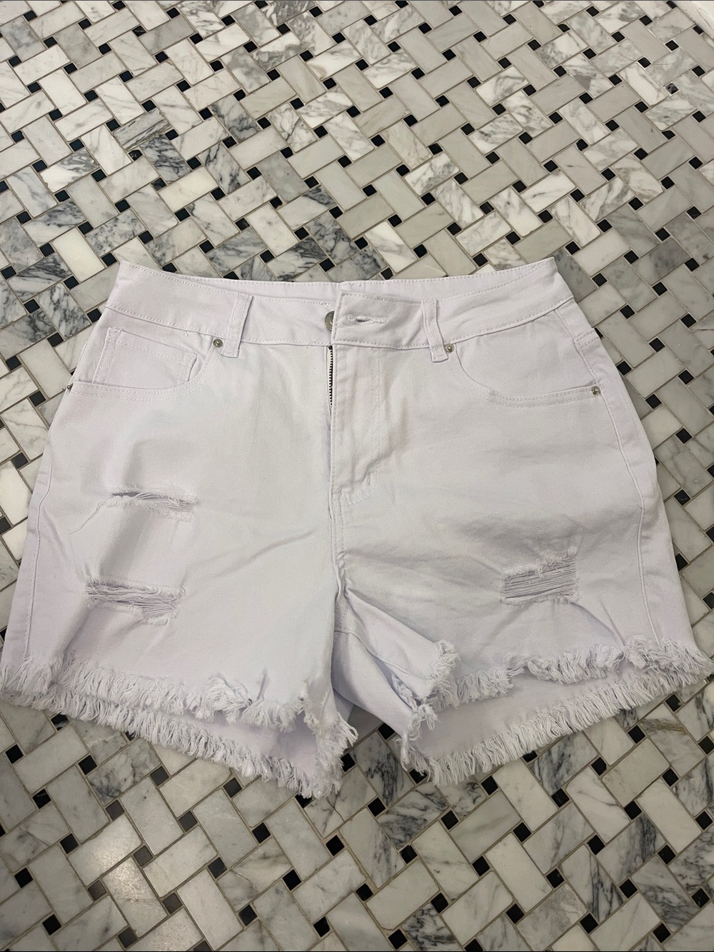 White Jean Shorts